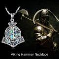 wholesale 925 Sterling Silver Vegvisir Hammer Pendant Necklace - Hypoallergenic Viking Jewelry Gift for Men Women-0-5
