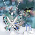 wholesale 925 Sterling Silver Abalone Shell Butterfly Pendant Necklace with Celtic Knot Design for Women Girls Gifts Jewelry 45cm Chain Length-0-4