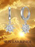 wholesale 925 Sterling Silver CZ Sun & Moon Drop Hoop Earrings for Women Girls  4cm Long-0-2