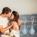 wholesale 925 Sterling Silver Blue Larimar Teardrop Infinity Dangle Drop Earrings for Women Girls  4cm Long-0-1