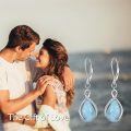 wholesale 925 Sterling Silver Larimar Teardrop Drop Earrings White Gold Plated Cubic Zirconia Accent-0-1