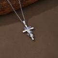 TOUPOP Sterling Silver & Stone Butterfly/Dragonfly/Bee/Ladybug/Hummingbird Cross Pendant-0-2
