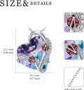 wholesale 925 Sterling Silver Purple Crystal Heart Pendant w/ Red Ladybugs & Blue Leaves Necklaces for Women-0-4