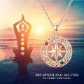 wholesale Rose Gold 925 Sterling Silver 7 Chakras Compass Necklace with Colorful Stones and Infinity Symbol for Yoga Gifts-0-4