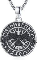 wholesale 925 Sterling Silver Raven Norse Runes Pendant - Viking Jewelry for Men Women -0-0