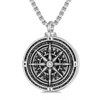 wholesale 925 Sterling Silver Compass Pendant Necklace  for Men Women -07-Compass Urn Necklace-08-Compass Urn Necklace-Custom Text