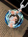 wholesale 925 Sterling Silver Mother Daughter Pendant Necklaces with Blue Crystal and Roses Gifts for Mom Wife Sisters Jewelry-0-3