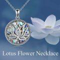 wholesale 925 Sterling Silver Abalone Shell Lotus Pendant Necklace Yoga Jewelry for Women-0-4