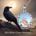 wholesale 925 Sterling Silver Raven Pendant with Mushrooms and Branches - Unique Bird Charm Necklace for Women-0-1
