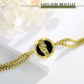 wholesale 925 Sterling Silver Plated 24K Gold  Saint Jude Charm Bracelet with Black Stone and Religious Symbols-0-6