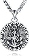 wholesale 925 Sterling Silver Compass Anchor Lion Head Pendant Necklace  with Chain 24-0-0