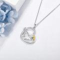 wholesale 925 Sterling Silver Dove with Olive Branch Circle Pendant Necklace for Women Girls Gifts-0-2