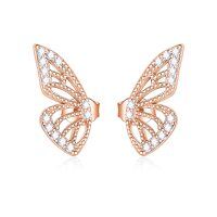wholesale 925 Sterling Silver Butterfly Earrings Wholesale With Crystals-C_Rose Gold