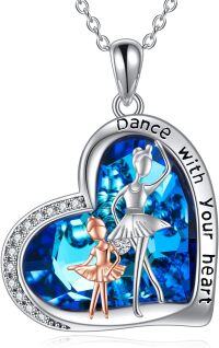 wholesale TOUPOP Dancer Sister Ballerina Necklace Sister Necklace Silver Ballerina Ballet Dancer Pendant With Heart Crystal Christmas Birthday Valentines Jewelry Gifts For Women Daughter Mom Sister -undefined