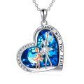 TOUPOP Silver Crystal Ballerina Heart Pendant Necklace-0-0