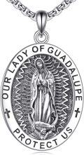 wholesale 925 Sterling Silver Our Lady of Guadalupe Medal Protection Pendant Necklace for Men & Women-0-0