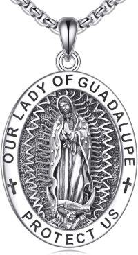 wholesale 925 Sterling Silver Our Lady of Guadalupe Medal Protection Pendant Necklace for Men & Women-Virgen de Guadalupe