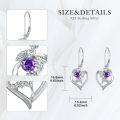 wholesale 925 Sterling Silver Heart-Shaped Purple Stone Drop Earring with Thistle Design-0-3