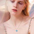 wholesale 925 Sterling Silver Blue Opal Sea Turtle Necklace for Women -0-3