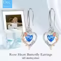 TOUPOP Sterling Silver Topaz Heart Butterfly Earrings-0-2