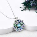 wholesale 925 Sterling Silver 925 Abalone Shell Triangle Pendant Lotus Flower Necklace Yoga Jewelry for Women-0-2
