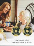 wholesale 14K Gold Plated Sterling Silver Round Natural Jade Earrings for Women-0-7