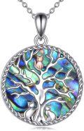 wholesale 925 Sterling Silver Abalone Shell Cat Tree of Life Pendant Necklace for Women-0-0