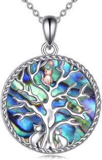 wholesale 925 Sterling Silver Abalone Shell Cat Tree of Life Pendant Necklace for Women-Tree of Life Necklace
