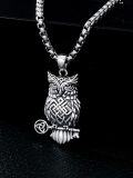 wholesale 925 Sterling Silver Owl Pendant with Celtic Knots & Flute on 24 Chain Gift for Men Women-0-3