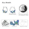 wholesale 925 Sterling Silver Hummingbird Flower Hoop Earrings-0-2