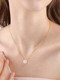 wholesale 925 Sterling Silver Synthetic Opal 8mm Round Pendant Necklace with Gold Plated Chain (chars)-0-1