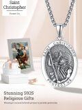 wholesale 925 Sterling Silver St Christopher Medal Necklace for Men Women Catholic Jewelry Protection Gift 43cm Chain Length-0-5