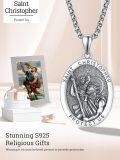 wholesale 925 Sterling Silver Saint Christopher Oval Religious Medal Pendant-0-5