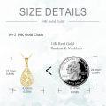 wholesale 14K Gold Teardrop Filigree Hummingbird Pendant Necklaces for Women s-0-2