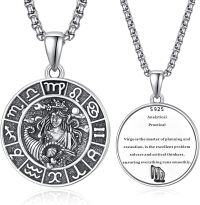 wholesale S925 Sterling Silver Virgo Zodiac Sign Pendant Necklaces for Men Women Astrology s-Silver-Virgo Silver-Virgo