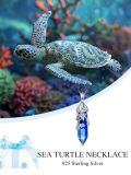 TOUPOP Sterling Silver Crystal Ocean Necklace Beach Jewelry Gift-0-2