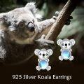 wholesale 925 Sterling Silver Moonstone Koala Bear Stud Earrings-0-5