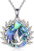 wholesale 925 Sterling Silver Abalone Shell Virgin Mary Dove Pendant Necklace-0-0