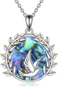wholesale 925 Sterling Silver Abalone Shell Virgin Mary Dove Pendant Necklace-D- Dove