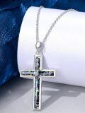 wholesale Sterling Silver Origami Cross Pendant Necklace Jewelry Gift for Women-0-3