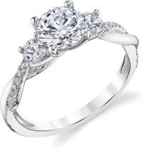 wholesale 14k Three Stone Lab Diamond Ring With Pavé Band-14K