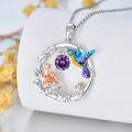 wholesale 925 Sterling Silver Synthetic Birthstone Hummingbird Necklace for Women-0-30