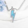 wholesale 925 Sterling Silver Turquoise Lightning Bolt Pendant Necklaces for Men & Women-0-1
