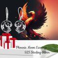 wholesale 925 Sterling Silver Phoenix Bird Drop Earrings with Black Crystal Accents-0-4