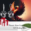 wholesale 925 Sterling Silver Phoenix Bird Drop Earrings with Black Crystal Accents-0-4