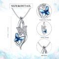 wholesale 925 Sterling Silver Butterfly Blue Crystal Pendant Necklace Gift for Sisters and Friends-0-1