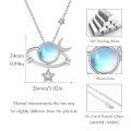wholesale 925 Sterling Silver Blue Moonstone Star & Crescent Moon Pendant Necklace for Women Gifts-0-4