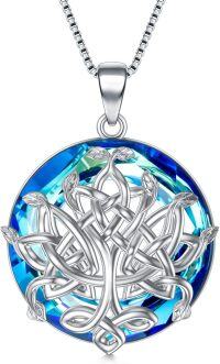 wholesale TOUPOP Tree Celtic Knot Necklace 925 Sterling Silver Pendant Family Tree Necklace With Circle Crystal Jewelry Gifts For Women Friends Mother Birthday -undefined