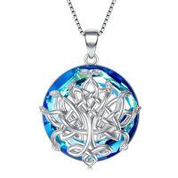 TOUPOP Sterling Silver & Crystal Celtic Knot Tree Pendant Necklace-undefined