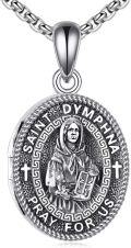 wholesale 925 Sterling Silver Round St Dymphna Medal Necklace for Women Men Prayer Protection Catholic Faith s 48cm Chain Length-0-0